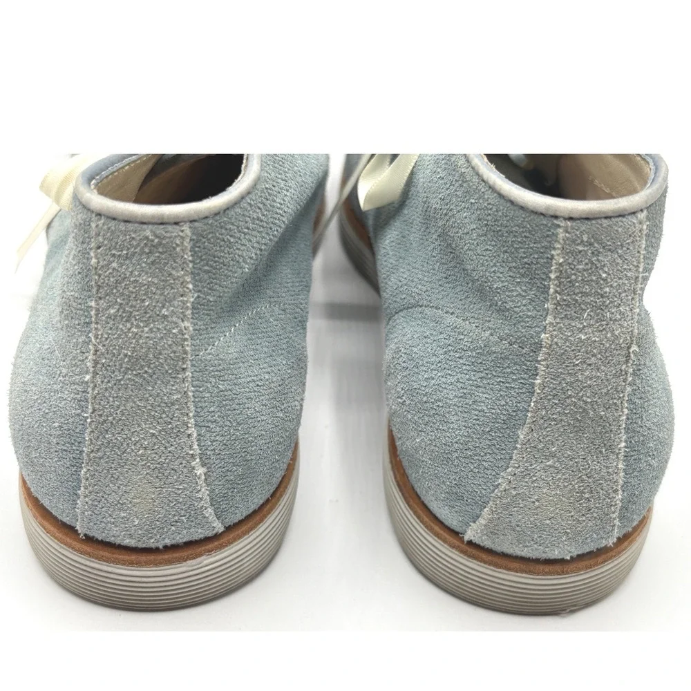 Santoni Mens Suede Chukka Boots Light Blue Ribbon Lace Made in Italy Size 6
